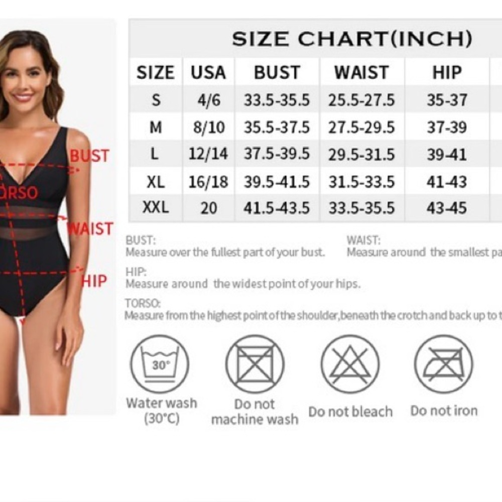 RELLECIGA Women's V-Neck Mesh Splicing One-Piece Swimsuit size Medium NWT - Picture 16 of 16